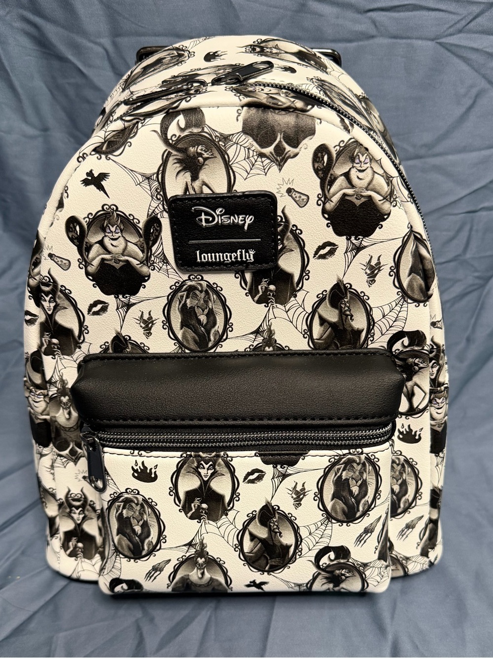 Loungefly Black & White Disney Villains Mini Backpack NWT